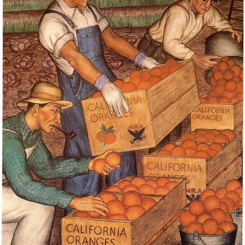 [Detail of fresco titled "California Agriculture" inside Coit Tower]