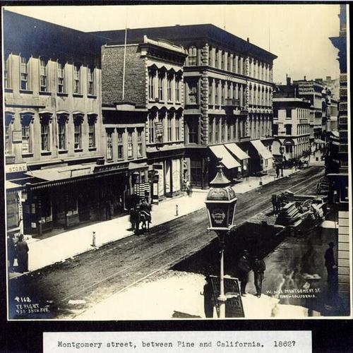 Montgomery street, between Pine and California. 1862?