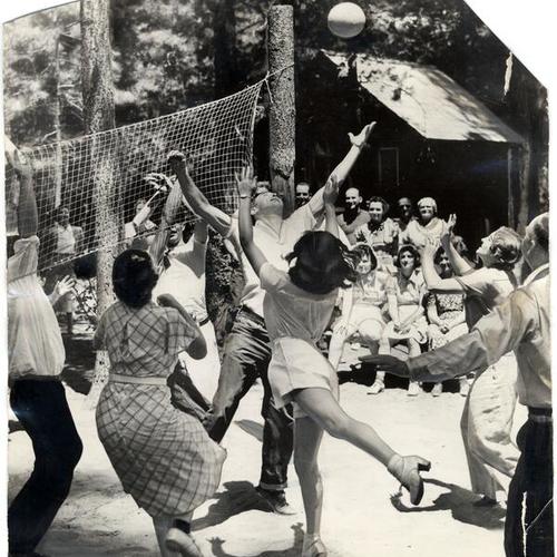 [Playing volleyball at Camp Mather, 1939]