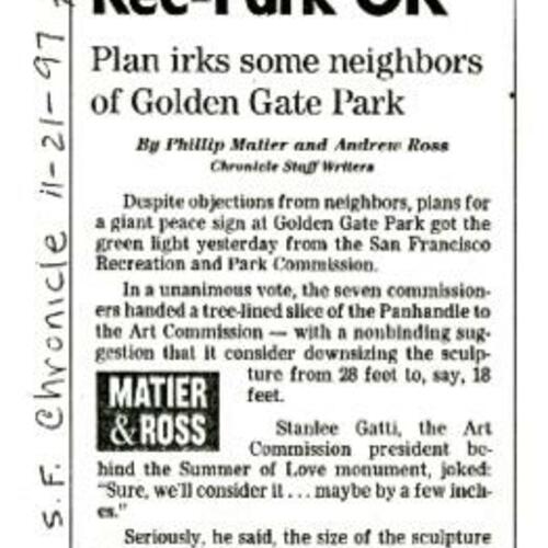 Big Peace Sign..., SF Chronicle, November 21 1997