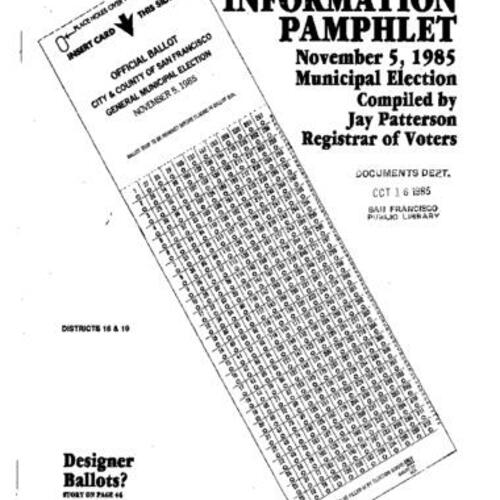 1985-11-05, San Francisco Voter Information Pamphlet