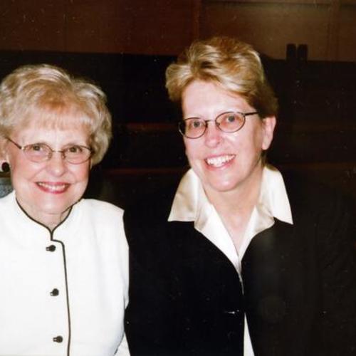 [Bride with her mother, Miriam, at her wedding in 2001]