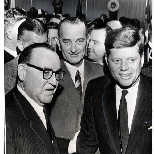 [Governor Edmund G. Brown with President-elect John F. Kennedy and Lyndon Johnson]