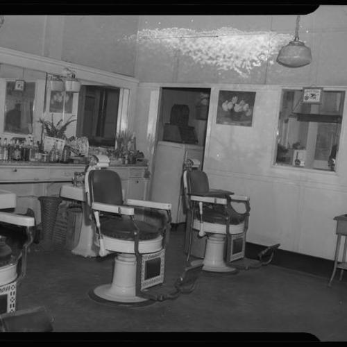 View of barbershop interior