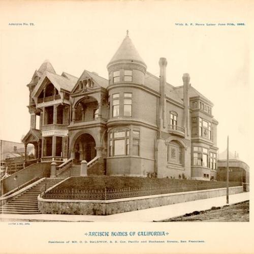 ARTISTIC HOMES OF CALIFORNIA - Residence of MR. O. D. BALDWIN, S. E. Cor. Pacific and Buchanan Streets, San Francisco