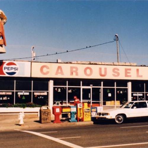 [Carousel, known before as The Doggie Diner, on 46th Avenue and Sloat Boulevard with Doggie Diner head before restoration]