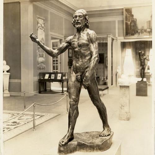 [Statue of St. John the Baptist by Rodin inside the French Pavilion at the Panama-Pacific International Exposition]