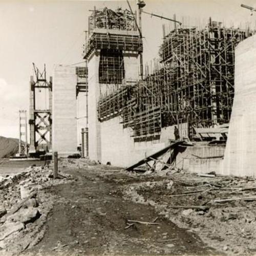 [Construction of San Francisco anchorage of the Golden Gate Bridge]
