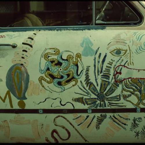 Car exterior decorated with paint