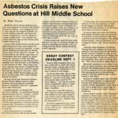Asbestos Crisis Raises New..., Potrero View, Aug. 1987