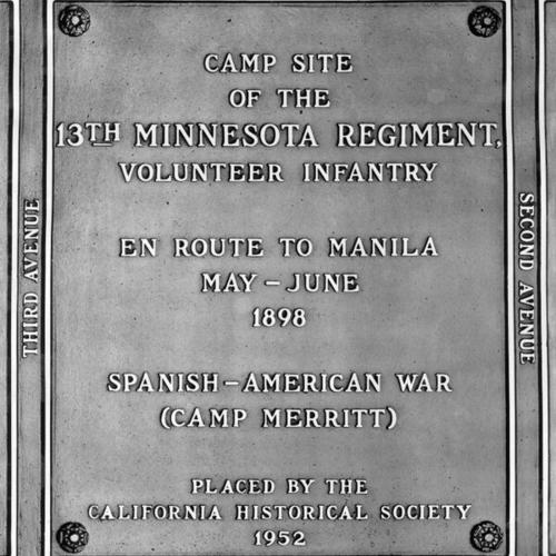 [Plaque marking the camp site of the 13th Minnesota Regiment Volunteer Infantry]