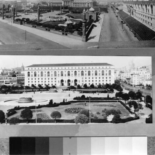 [Two photos of Civic Center on a single print]